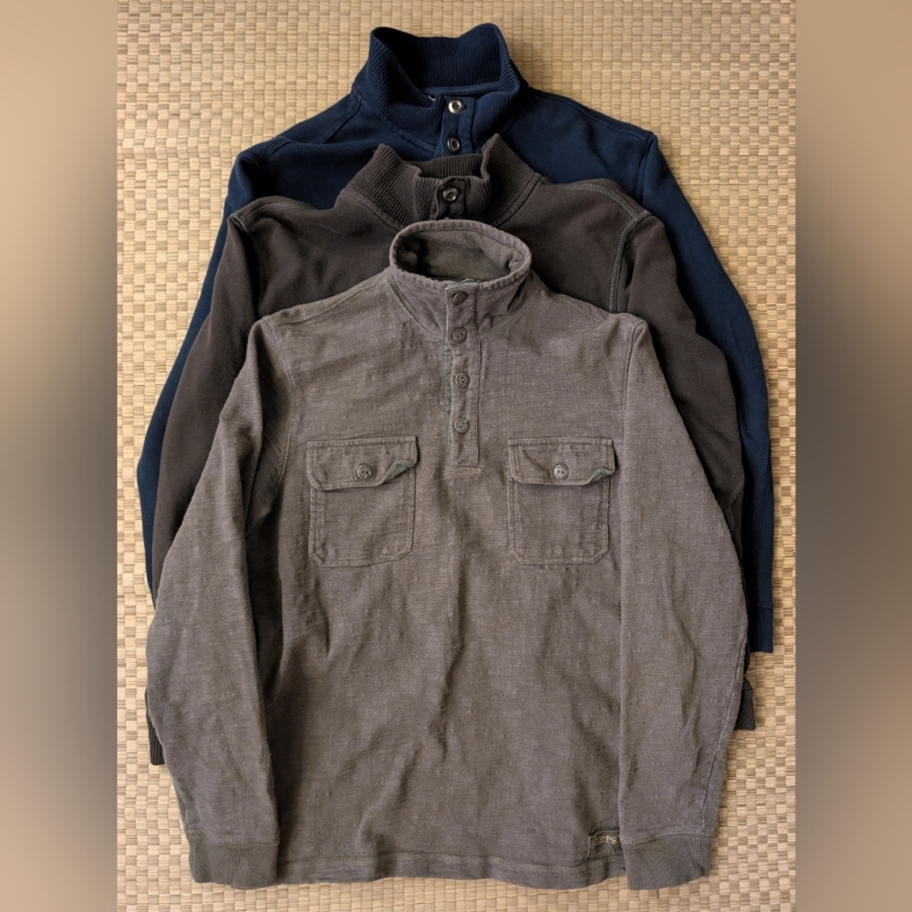 Bundle of 3 Stetson Pullover Mock Neck Henley Sweatshirts Men's Size Medium